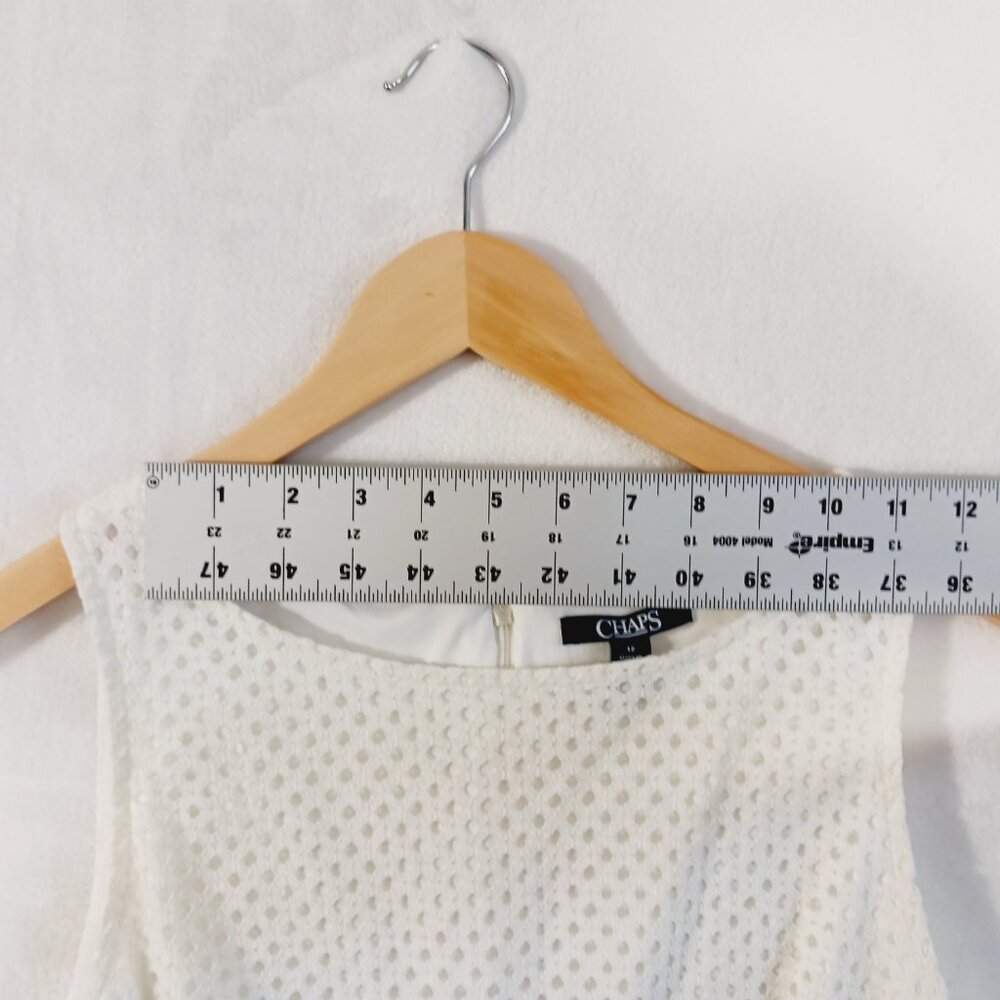 Chaps, Cream Eyelet Dress, Size 12, Sleeveless, Wide Neck, Zip Back - Picture 12 of 16